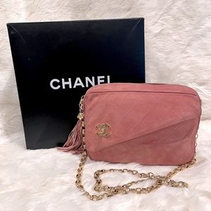 Chanel suede classic tassel crossbody camera shoulder bag